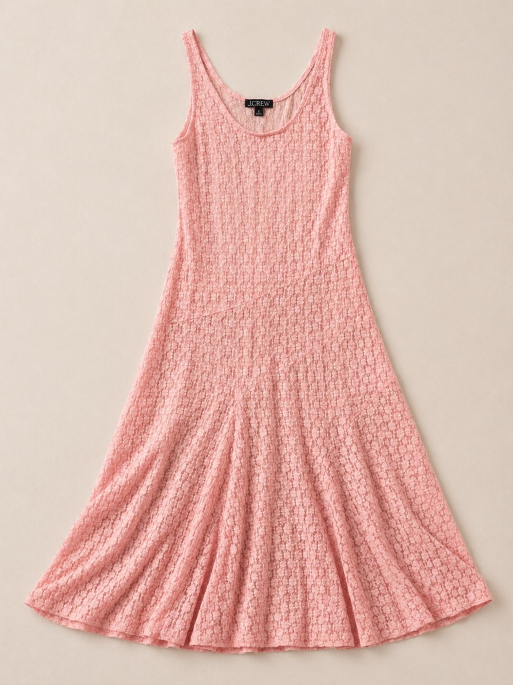 J.Crew Pink Sheer Floral Lace Maxi Dress Nude Slip Overlay Size Small/Medium - Picture 2 of 6